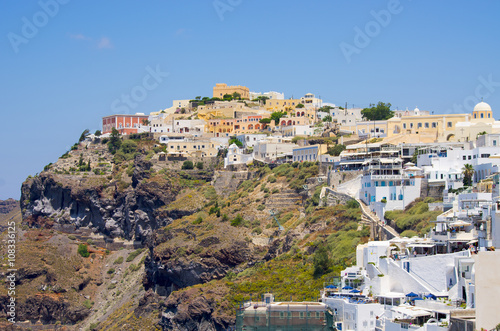 Cityscape of Thira in Santorini island, Greece