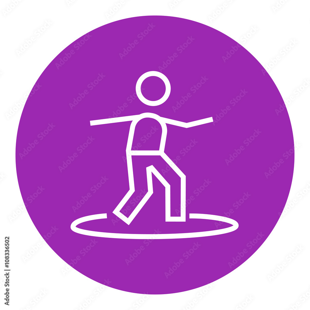 Male surfer riding on surfboard line icon. Male surfer riding on surfboard line icon.