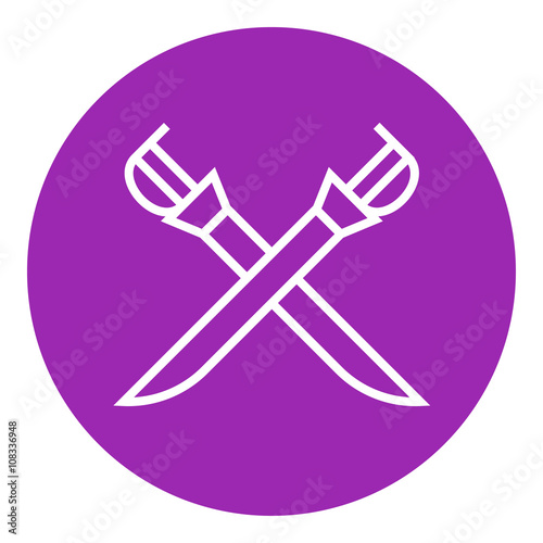 Crossed saber line icon.