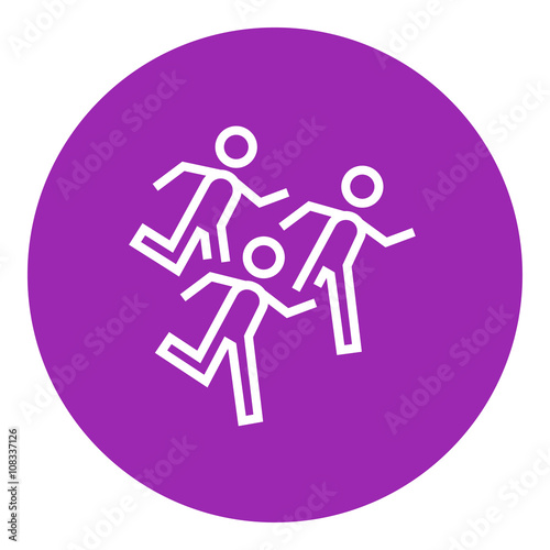 Running men line icon.
