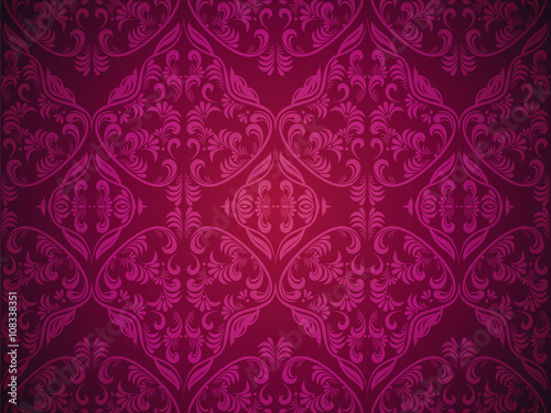 Vector seamless floral colorful damask pattern.