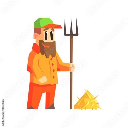 Man With Fork And Hay