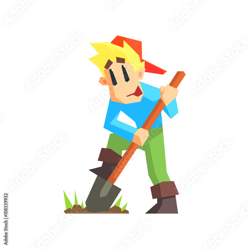 Boy Digging The Ground