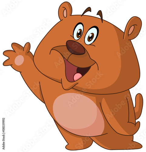 Happy bear waving