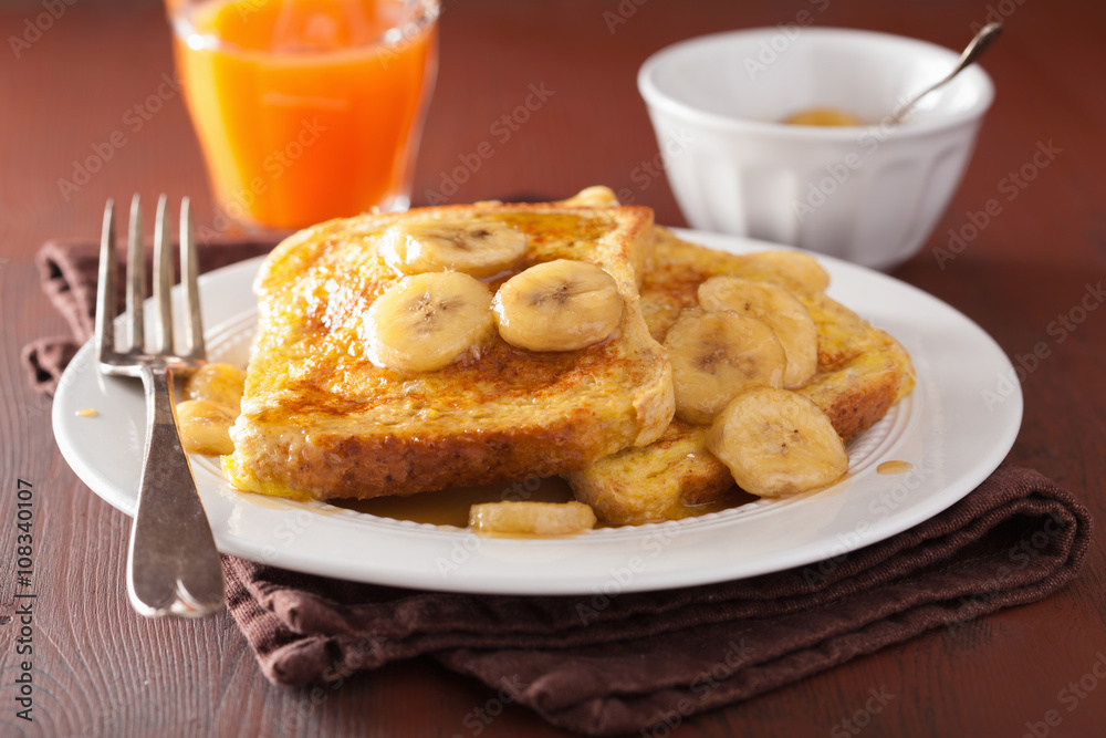 french toasts with caramelized banana for breakfast french toasts with caramelized banana for breakfast