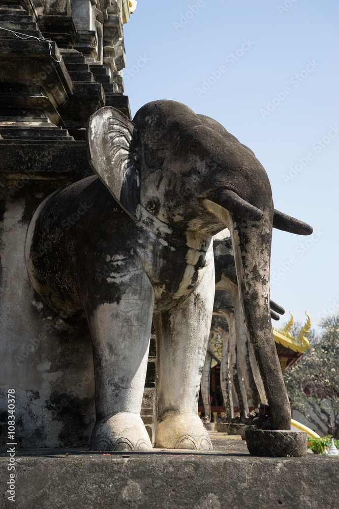 Elephant at Chiang Man Temple , Chiang Mai, Thailand