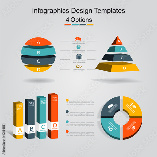 Set of infographics design template with 4 options. Vector illustration.
