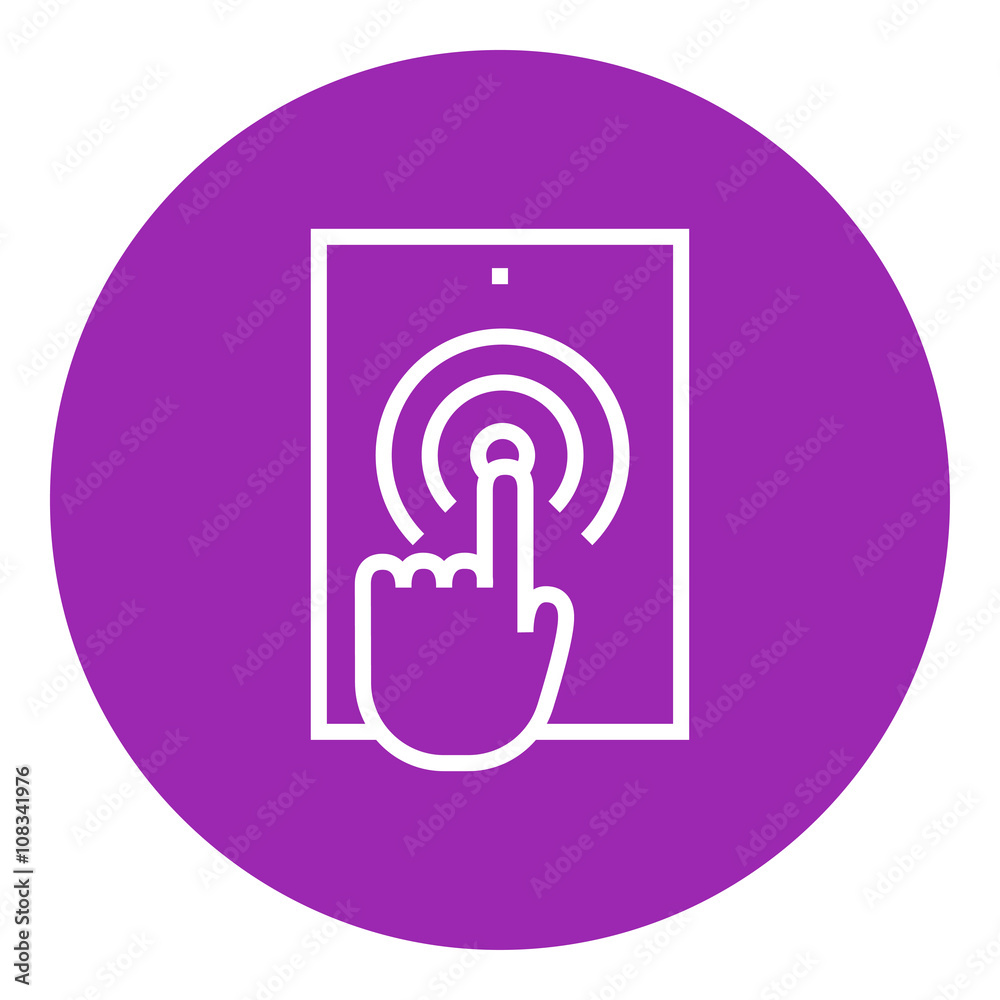 Finger touching digital tablet line icon. Finger touching digital tablet line icon.