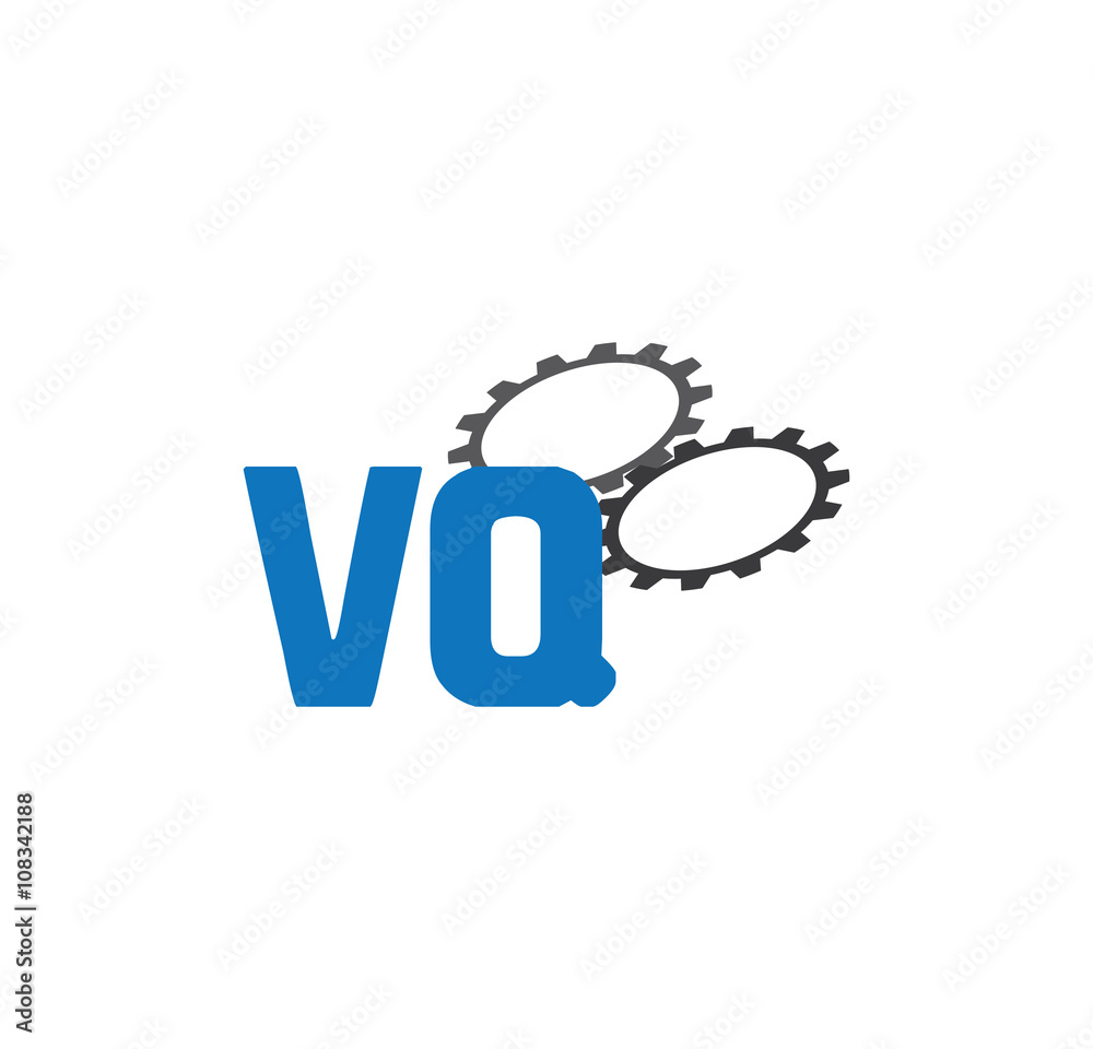 Fototapeta premium vq alphabet with 2 gears