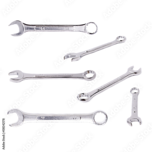 Set of wrench metal instrument isolated over white background © exopixel
