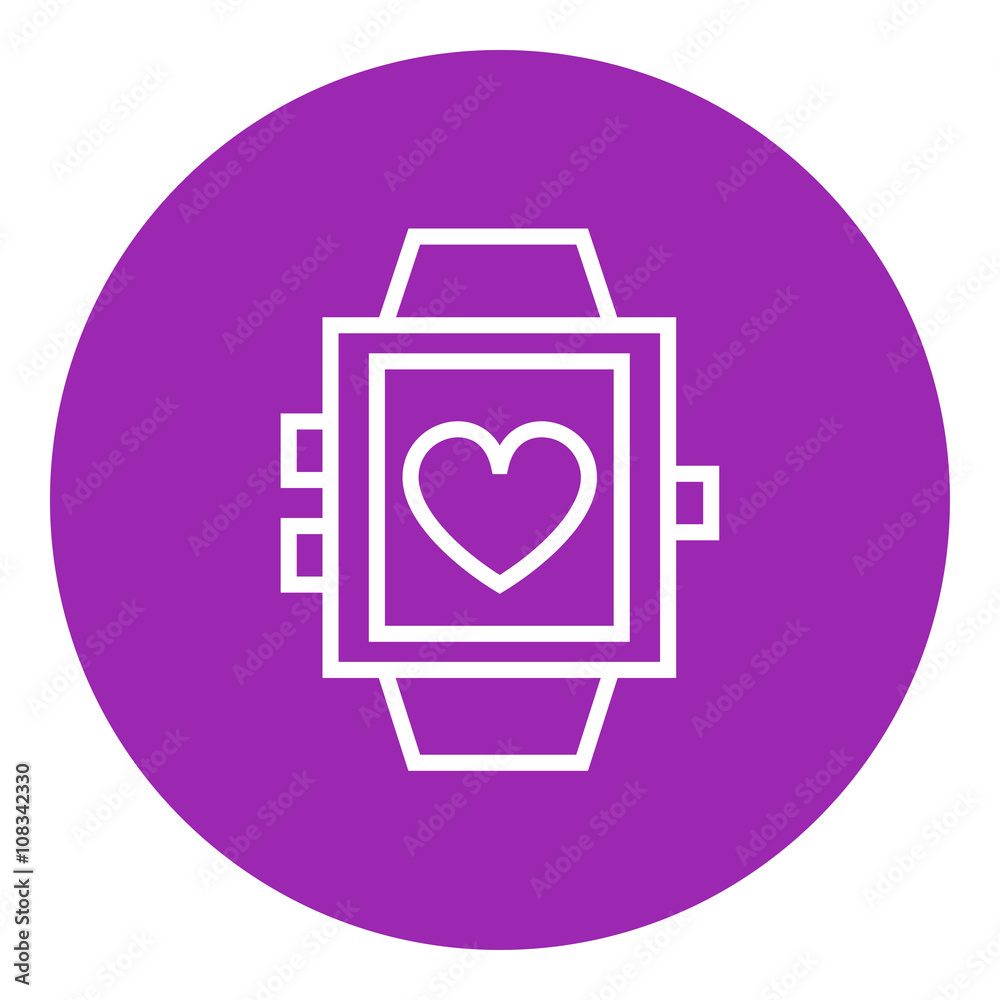 Smartwatch with heart sign line icon. Smartwatch with heart sign line icon.