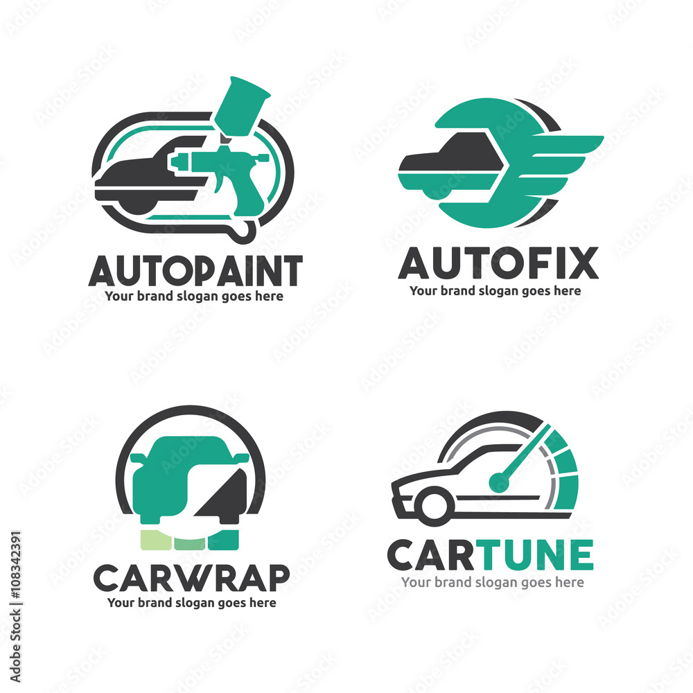Car Service logo Template Set, Car Paint Logo, Car service Logo, Car