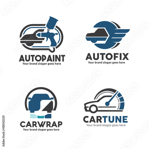 Car Service logo Template Set, Car Paint Logo, Car service Logo, Car Sticker Wrap Logo,Car performance upgrade Logo