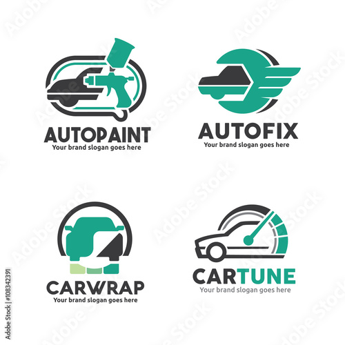 Car Service logo Template Set, Car Paint Logo, Car service Logo, Car Sticker Wrap Logo,Car performance upgrade Logo