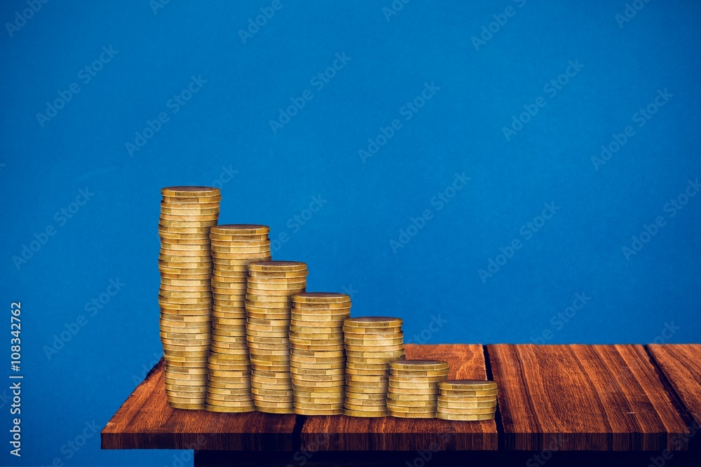 Composite image of gold coin bar chart Composite image of gold coin bar chart