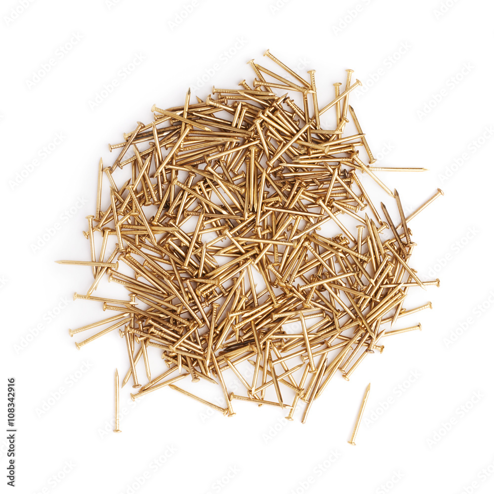 Pile of nails isolated over white background