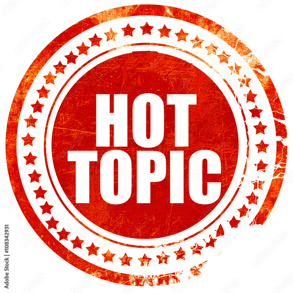 hot topic, grunge red rubber stamp with rough lines and edges hot topic, grunge red rubber stamp with rough lines and edges