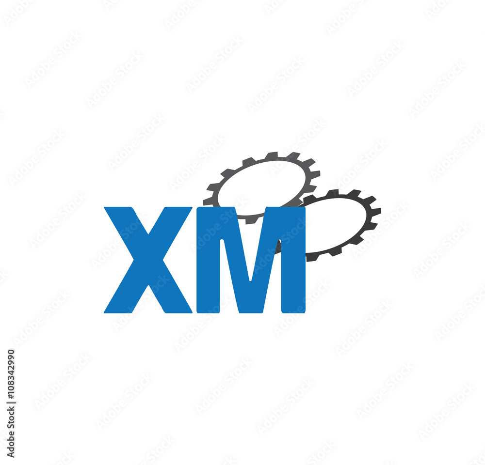 Fototapeta premium xm alphabet with 2 gears