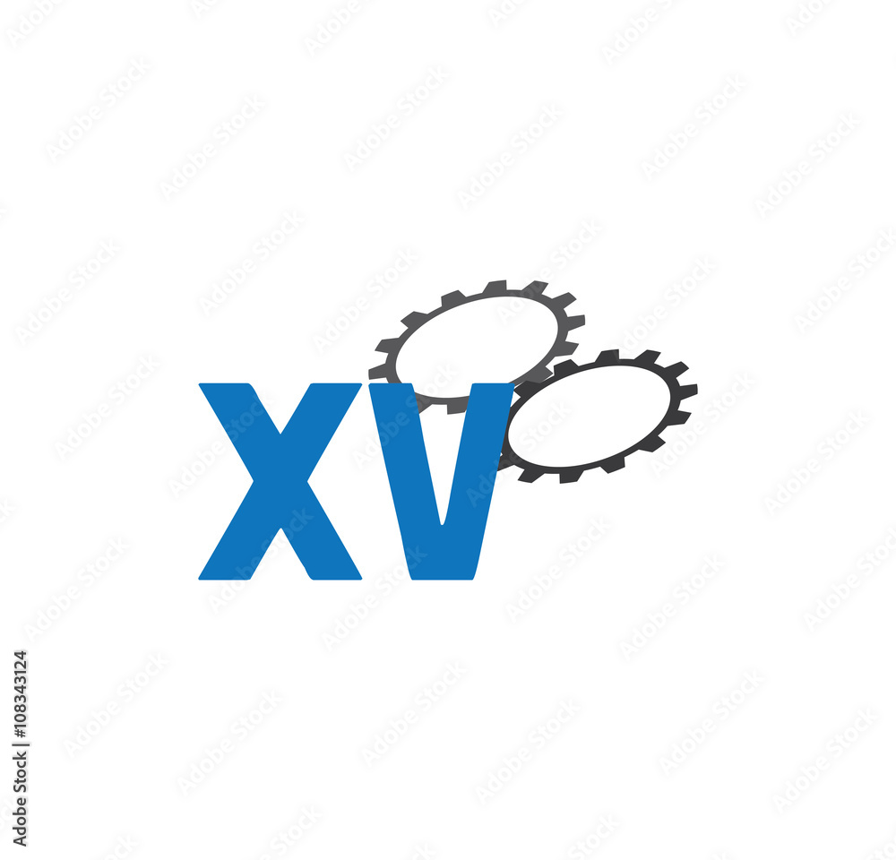 Fototapeta premium xv alphabet with 2 gears