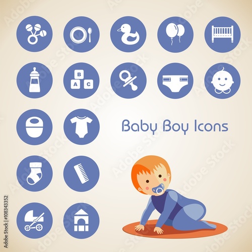 Conjunto de iconos de bebé. Objetos para bebé
