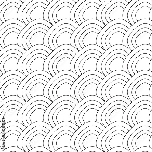 Simple fish scale ornament. Vector seamless pattern. isolated outline elements for your design