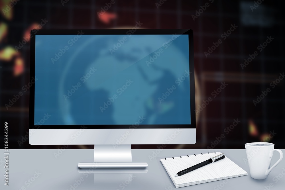 Composite image of image of a desk with computer Composite image of image of a desk with computer