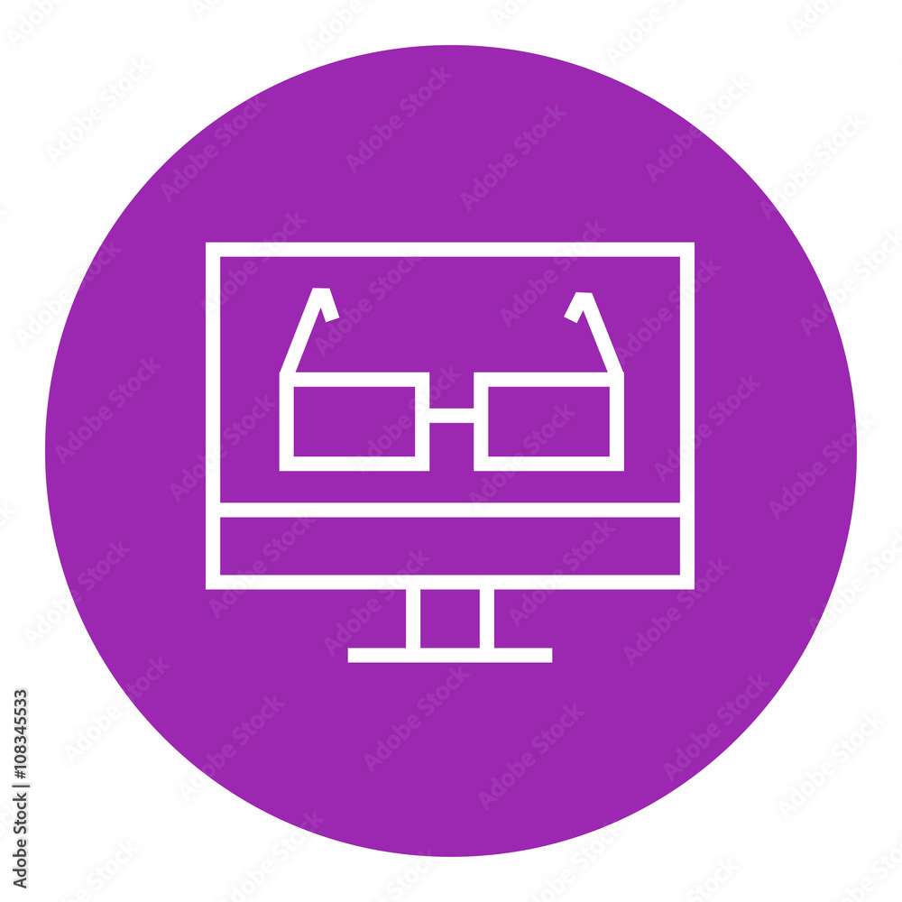 Glasses on computer monitor line icon. Glasses on computer monitor line icon.