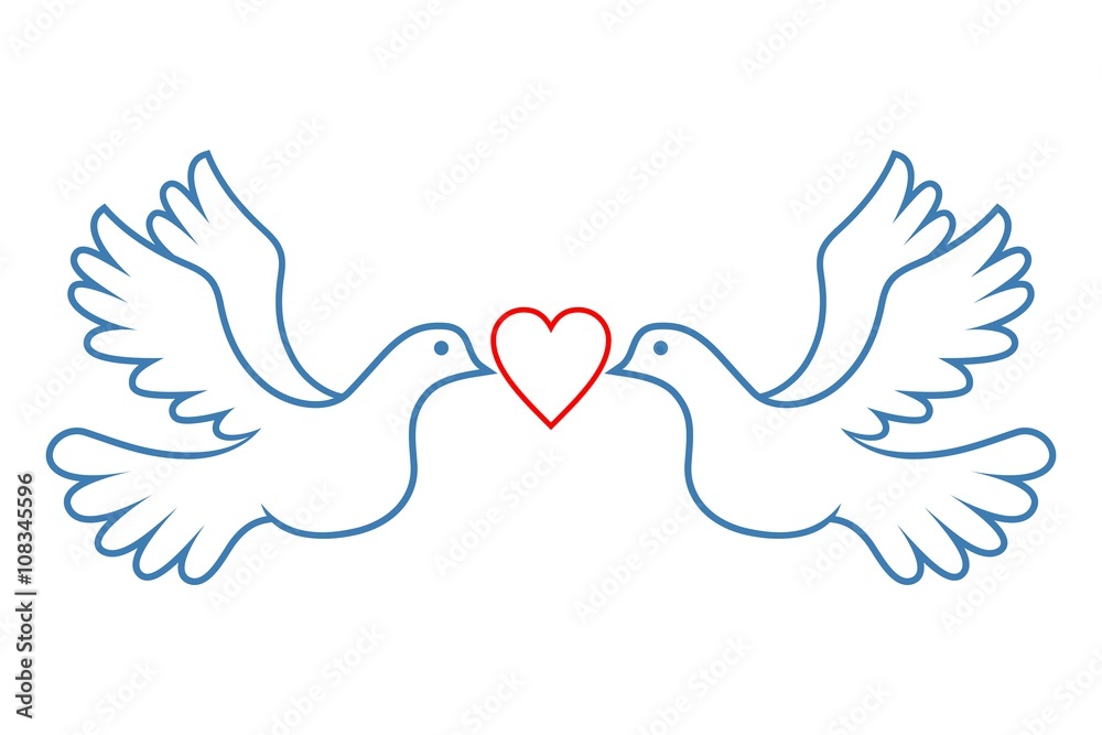 Fototapeta premium Wedding Dove Love Blue