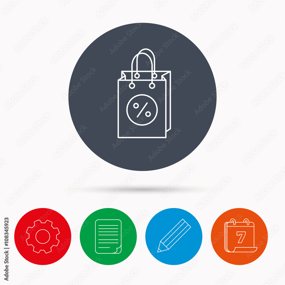 Shopping bag icon. Sale and discounts sign. Shopping bag icon. Sale and discounts sign.