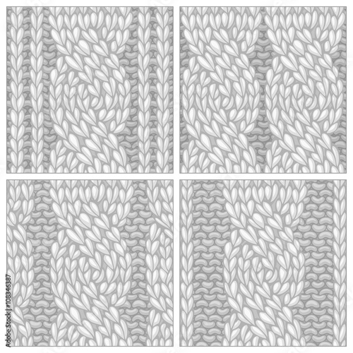 Set of Seamless Six-Stitch Cable Stitch Patterns.