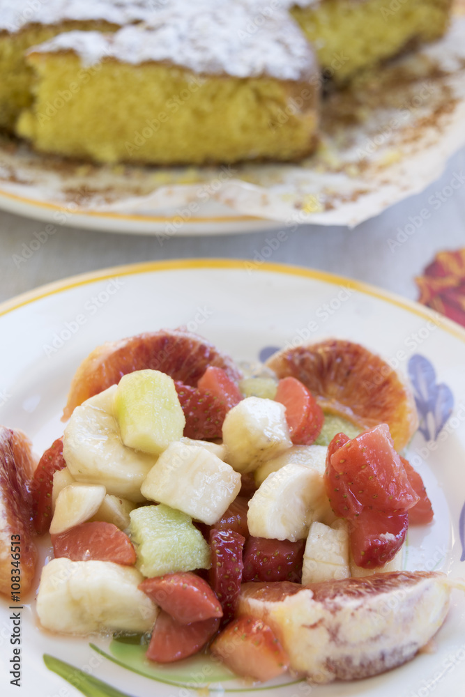 summer fruit salad and sponge cake summer fruit salad and sponge cake
