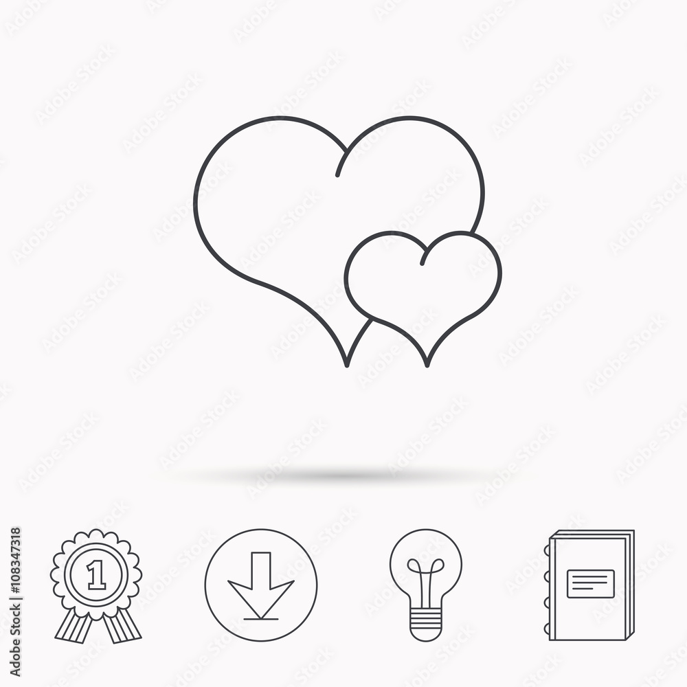 Love heart icon. Couple romantic sign. Love heart icon. Couple romantic sign.