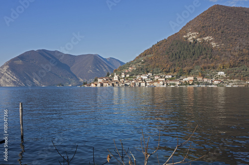 Monte Isola, sul lago di Iseo, vista da Sulzano photo