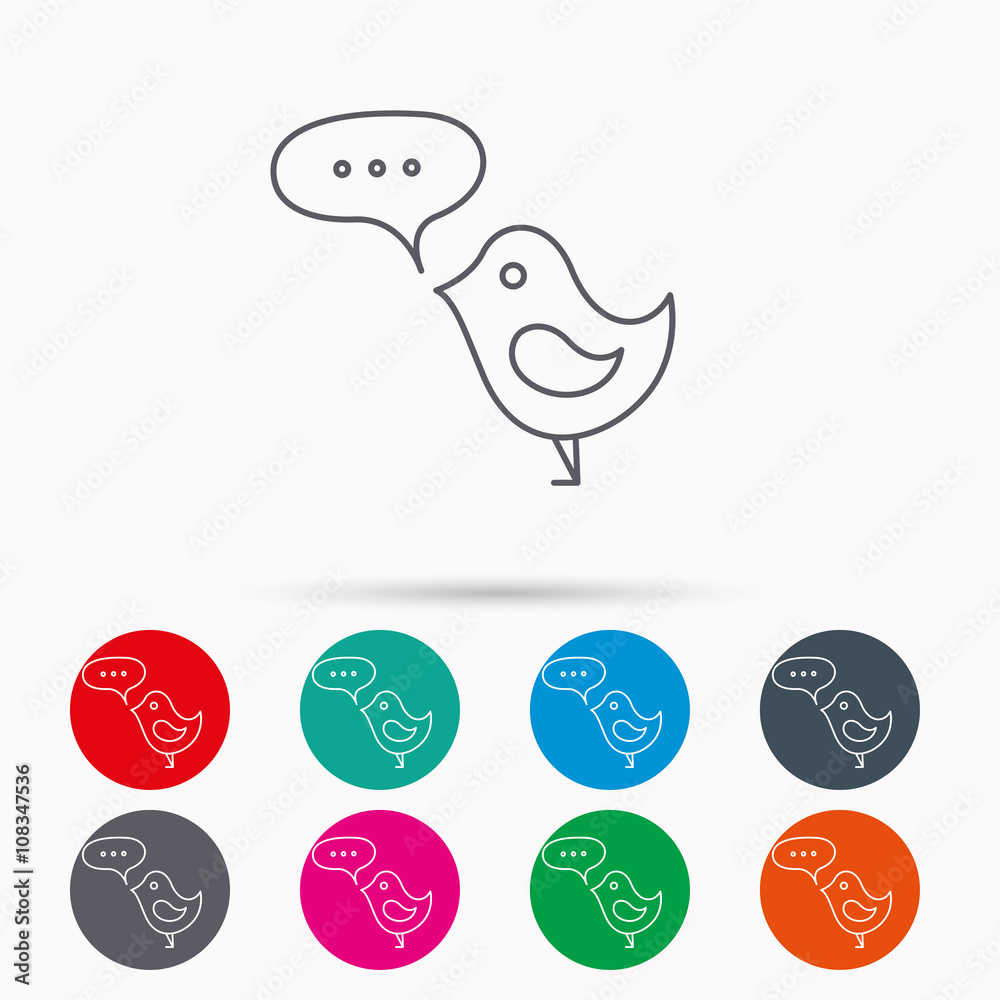 Bird with speech bubble icon. Short messages. Bird with speech bubble icon. Short messages.