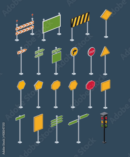 isometrics road sign design 
