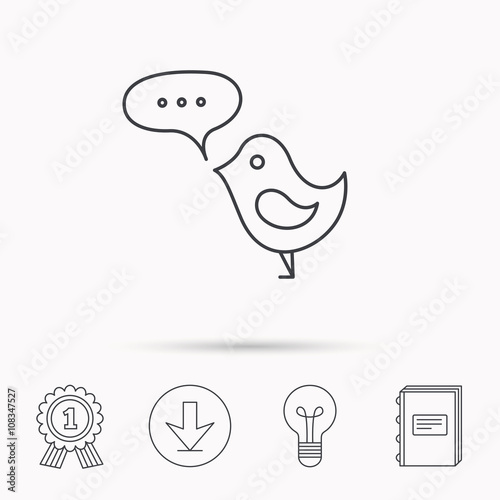 Bird with speech bubble icon. Short messages.