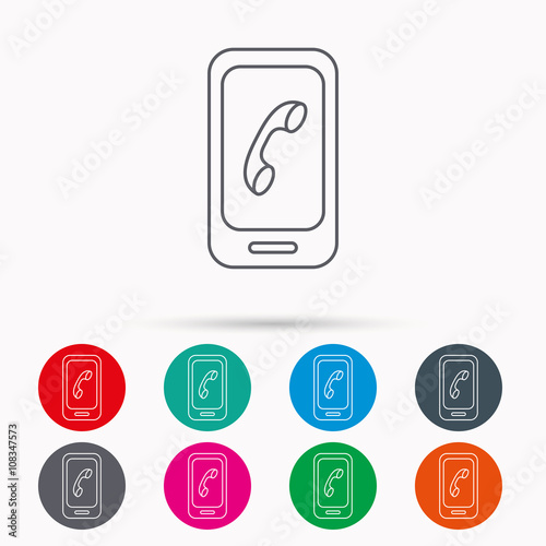 Smartphone icon. Cellphone with touchscreen sign