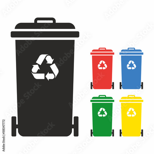 Wheelie bin icon set