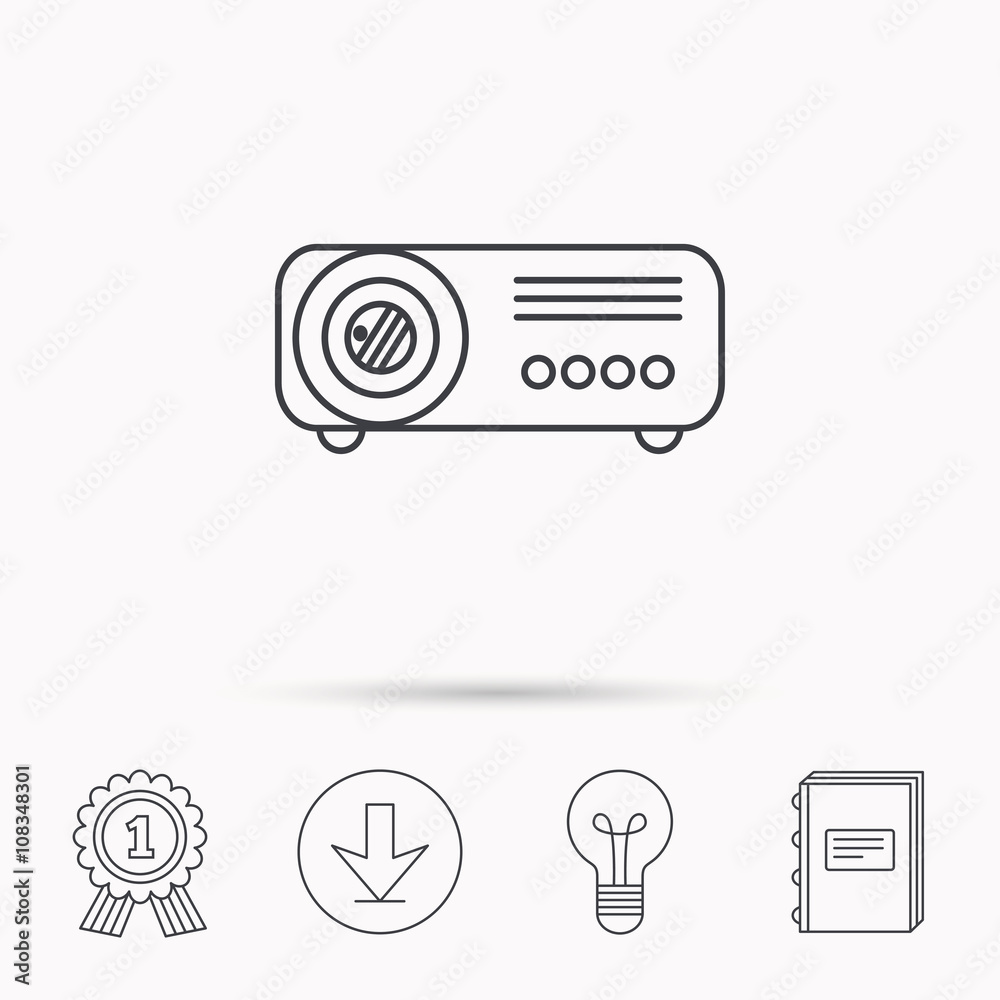 Projector icon. Video presentation device sign. Projector icon. Video presentation device sign.