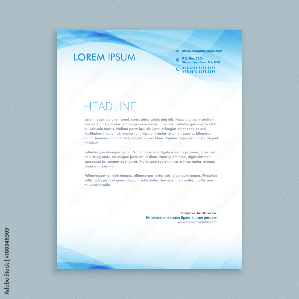 business wave letterhead template - obrazy, fototapety, plakaty 