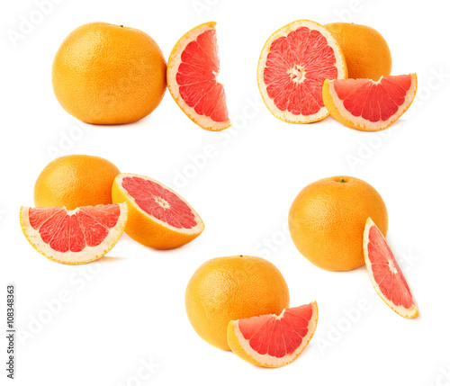 Served grapefruit composition isolated over the white background