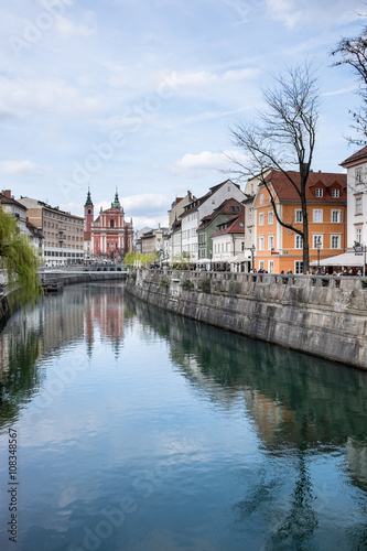 Ljubljana in Slowenien mit Fluss Ljubljanica