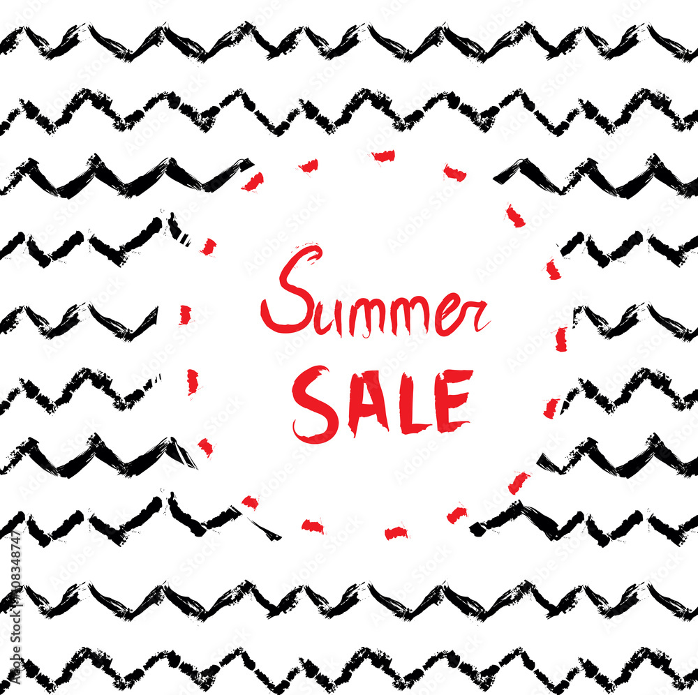 Sale background or card design with handdrawn pattern and frame