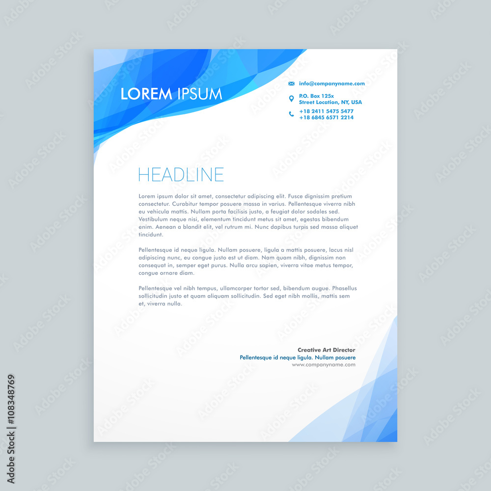 creative blue wave letterhead design creative blue wave letterhead design