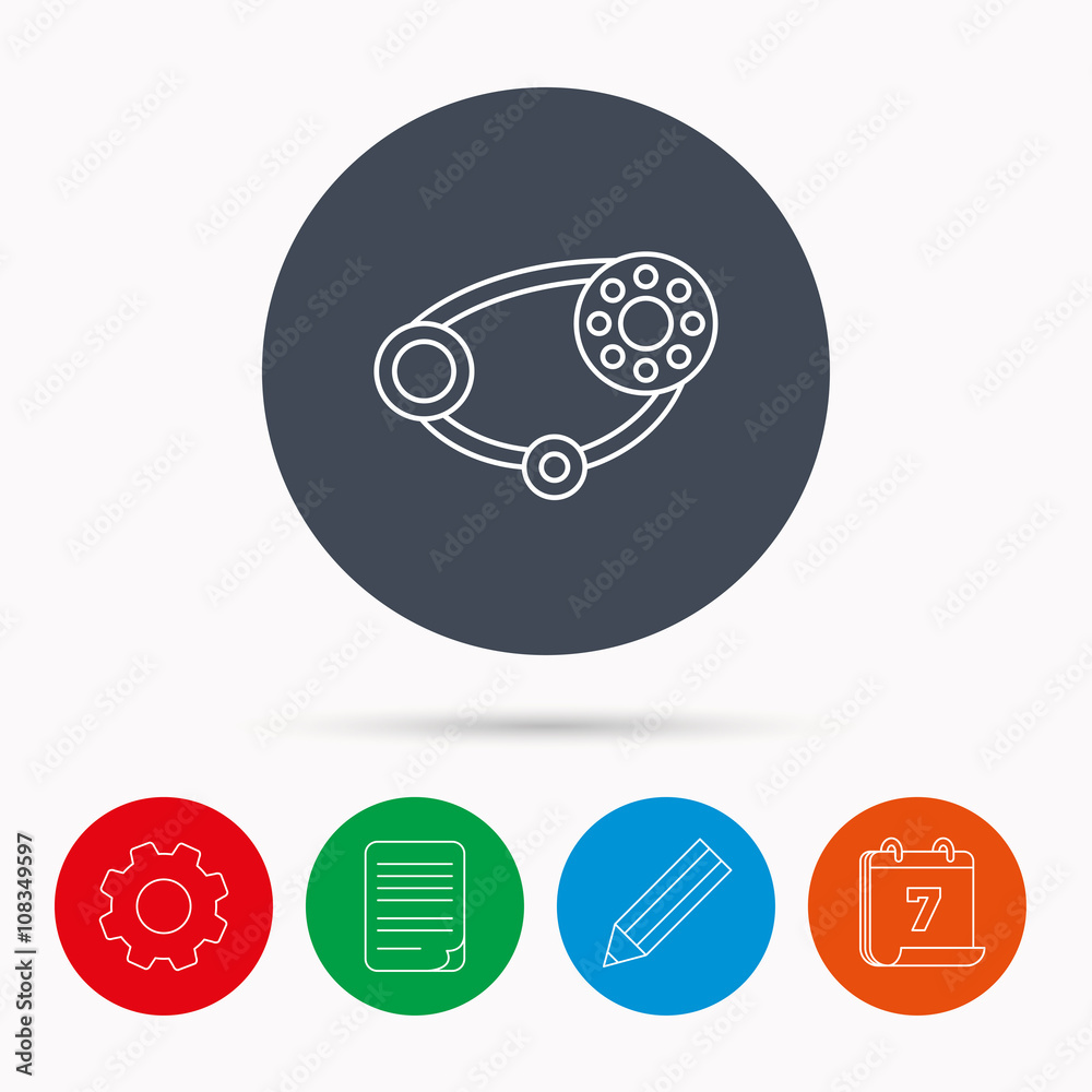 Timing belt icon. Generator strap sign. Timing belt icon. Generator strap sign.