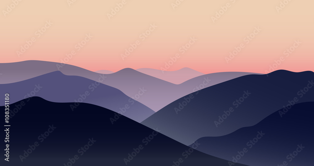 Vector mountain sunset  landscape
