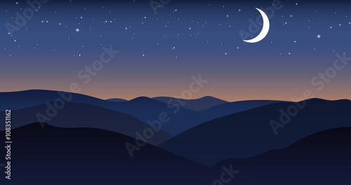 Vector mountain night landscape