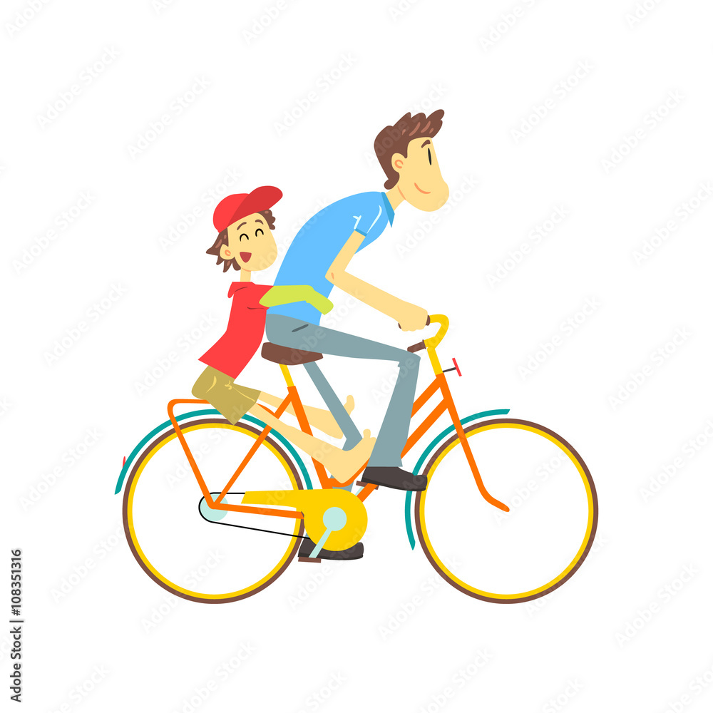Father And Son On Bicycle Father And Son On Bicycle