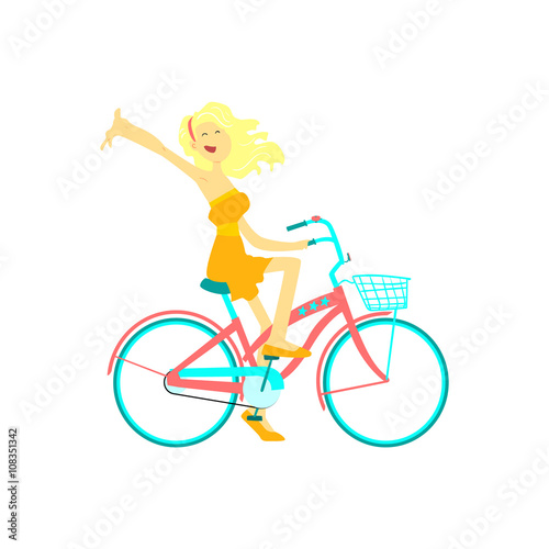Happy Girl Riding Bicycle
