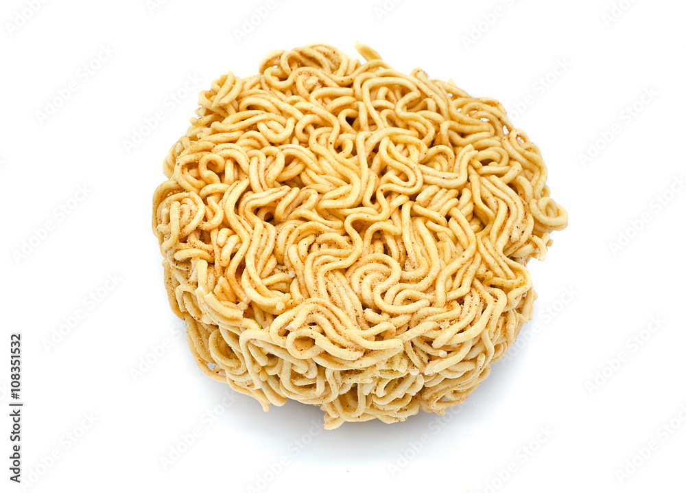 Instant noodle with powdered flavor on a white background Instant noodle with powdered flavor on a white background